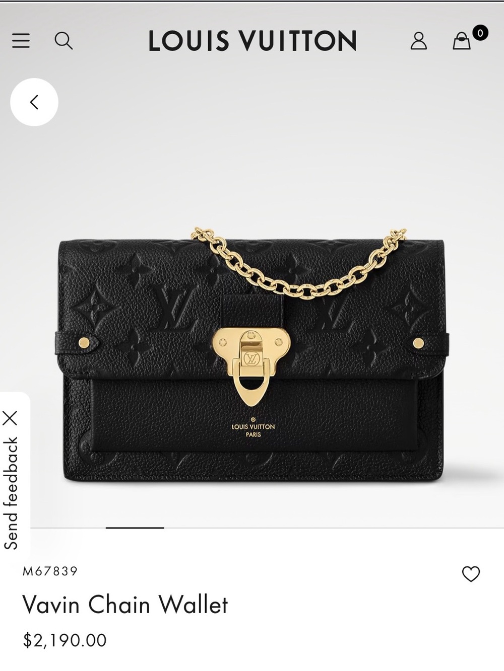 Louis Vuitton Black Leather Wallet with Gold Chain - Picture 3 of 14